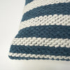 Hand-Woven Blue & White Boho Moroccan Decorative Throw Pillow - 17x17
